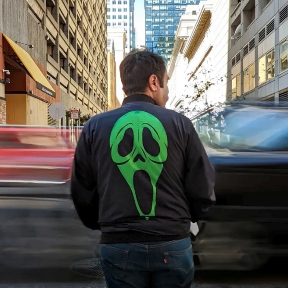 🎬 Rare Little Shop of Gore "STAB" Scream Horror Bomber Jacket - Men's XL - Picture 4 of 7